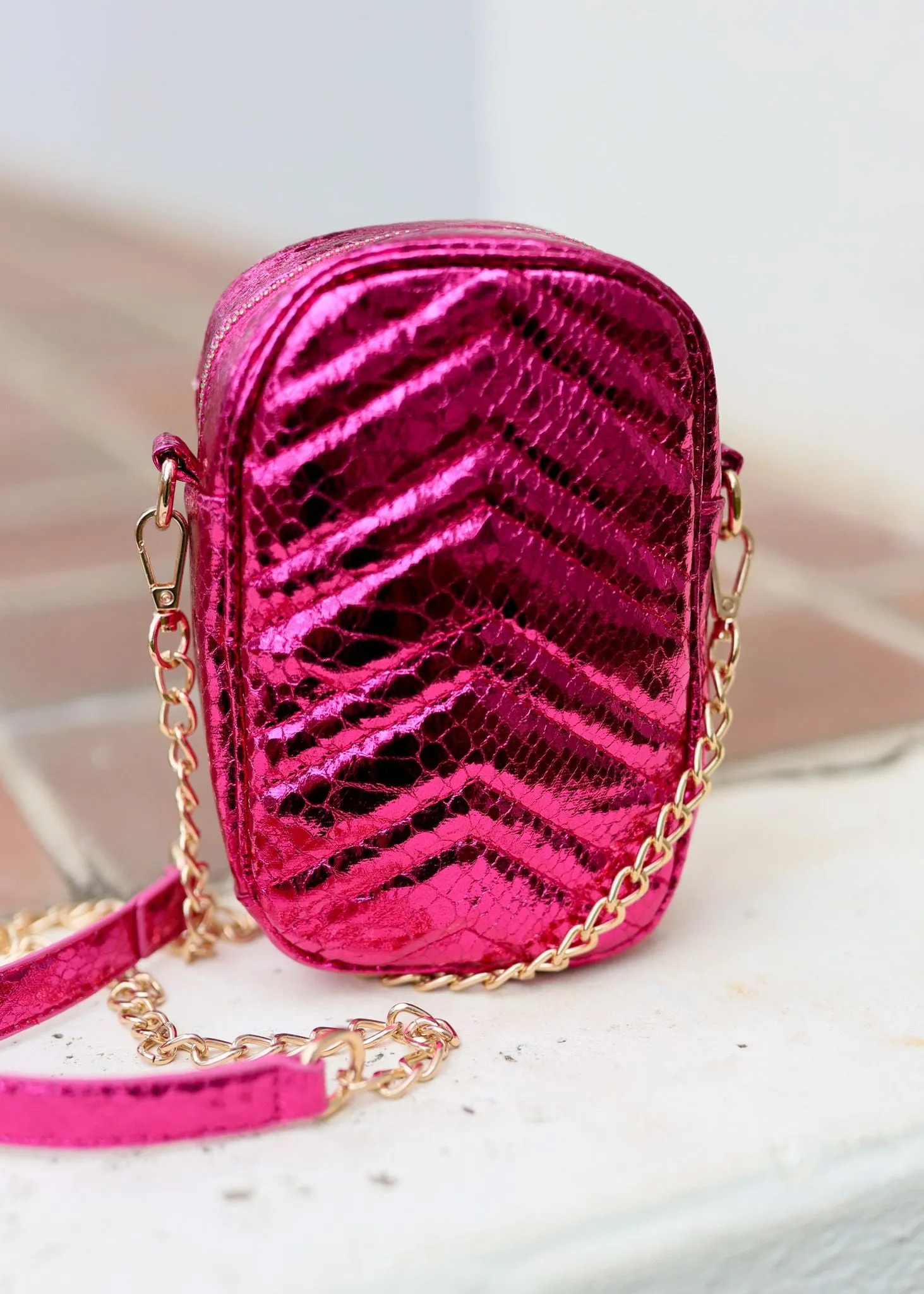 Colton Cell Phone Crossbody METALLIC FUCHSIA