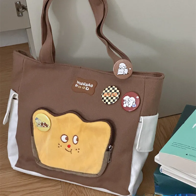 Cute Face White Brown Shoulder Bag ON675