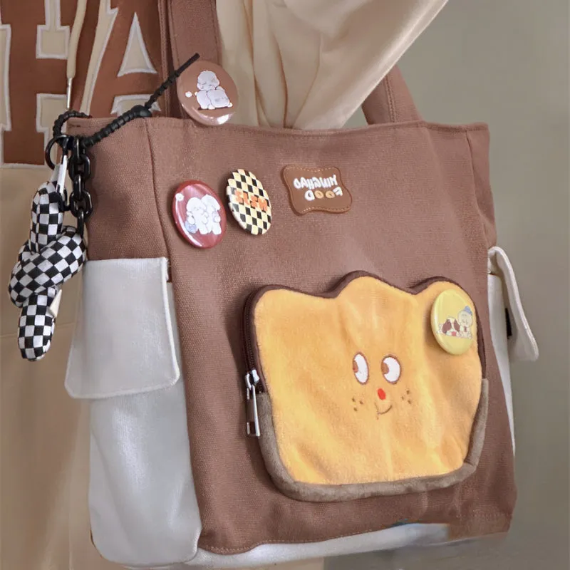 Cute Face White Brown Shoulder Bag ON675