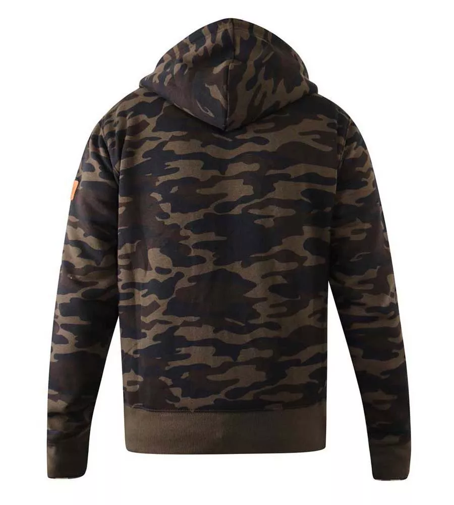 D555 Tall Mens Full Zip Hoodie With Camouflage Print (REGENT)