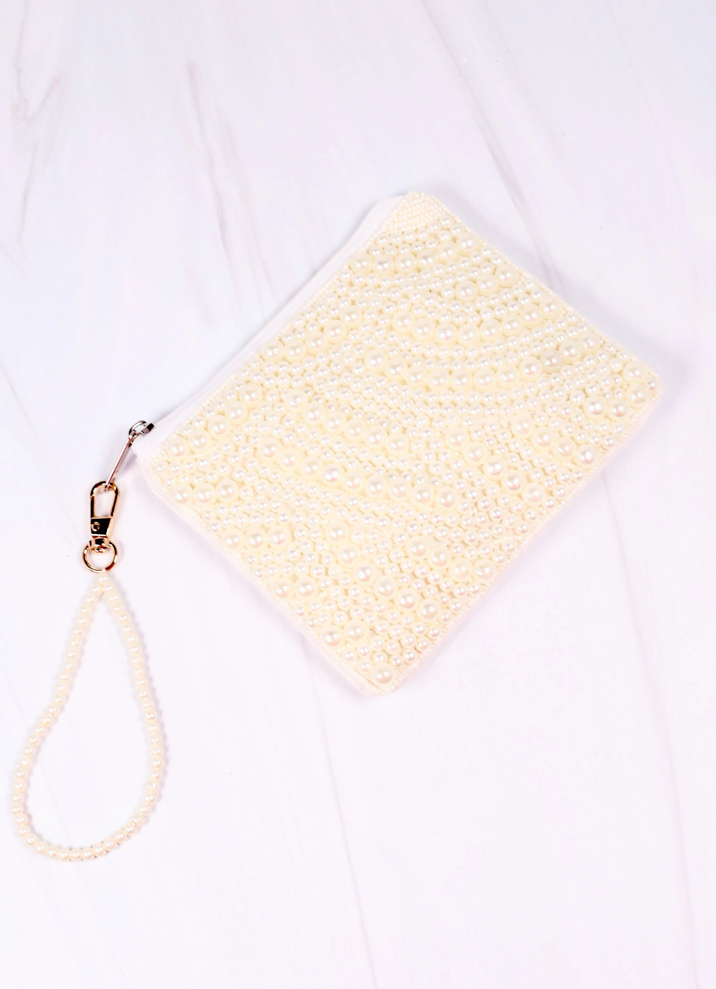 Danee Pearl Embellished Pouch IVORY