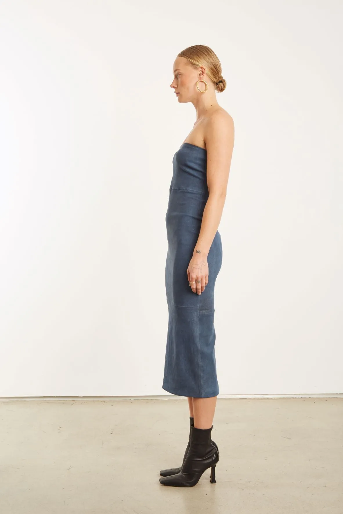 Denim Suede Tube Dress