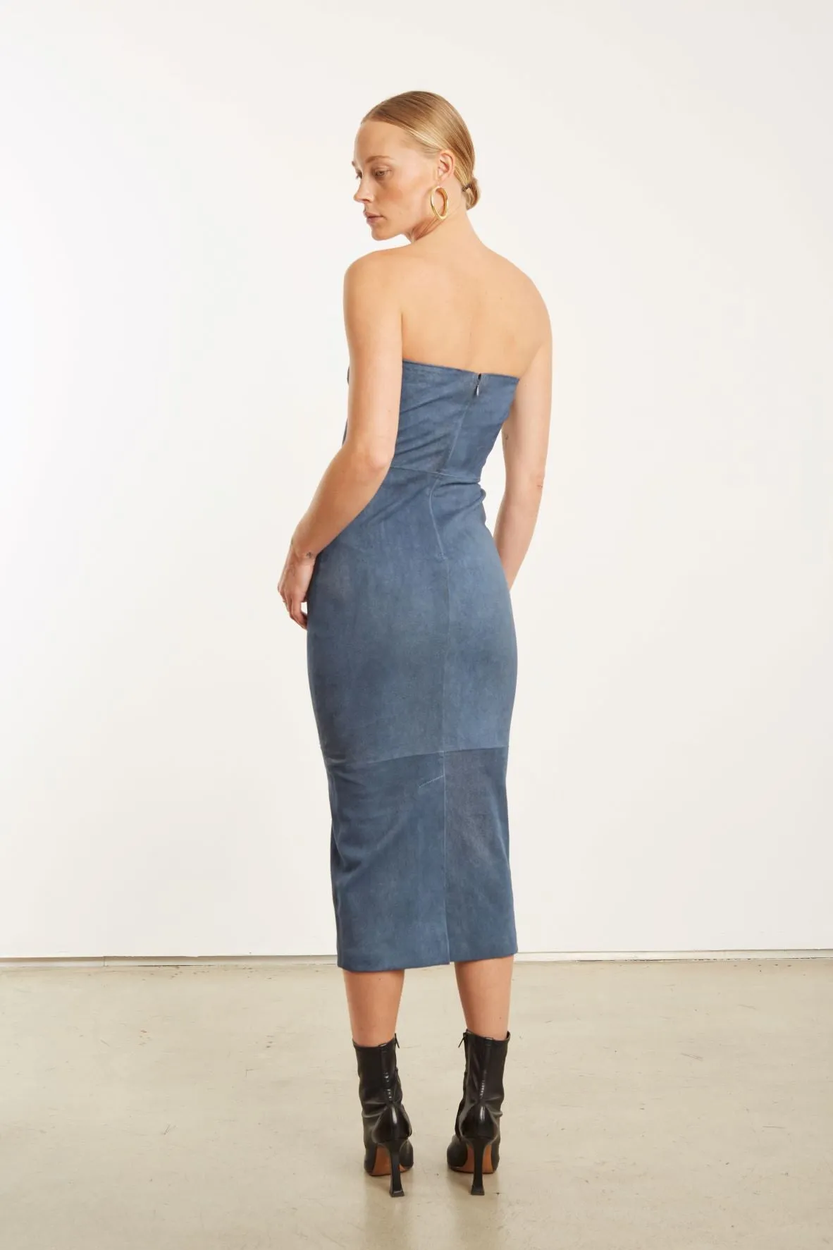 Denim Suede Tube Dress