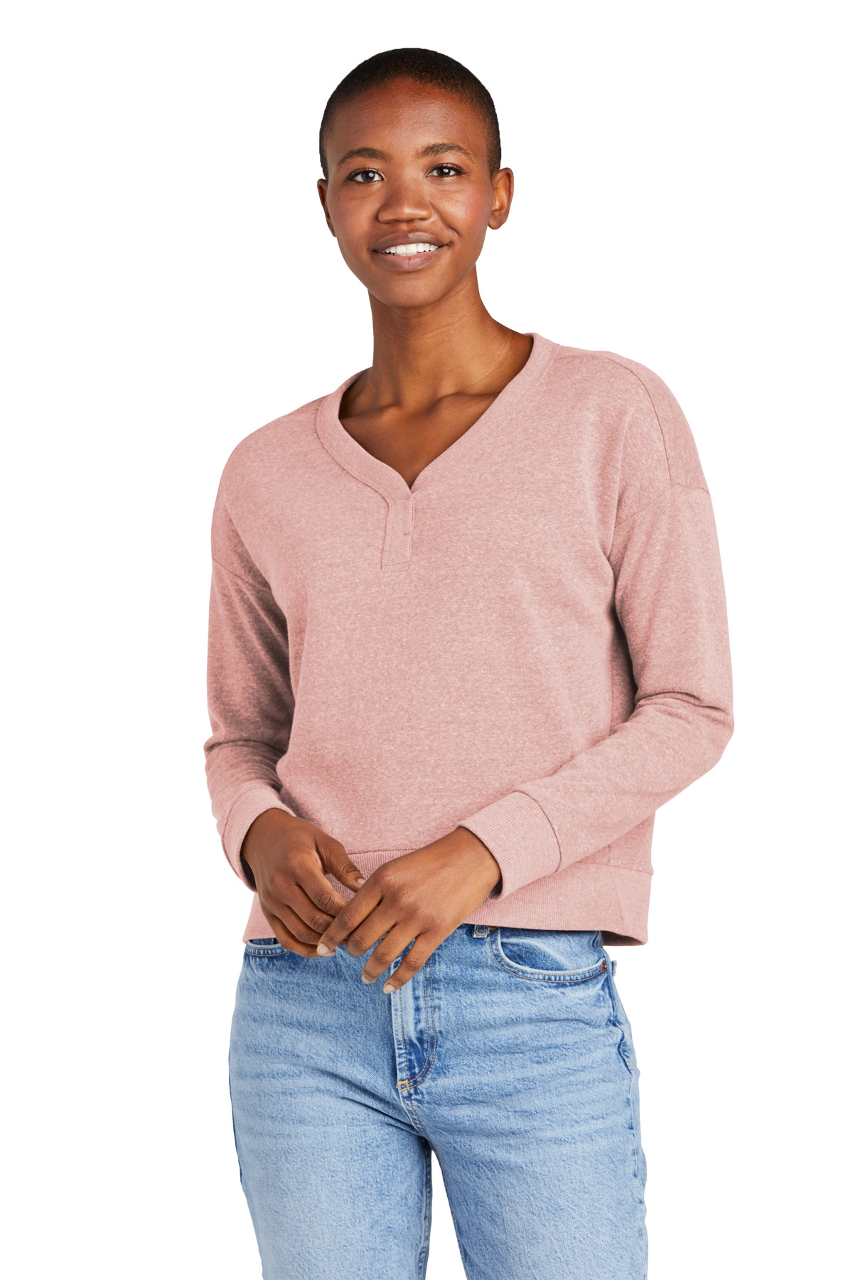 District Clothing DT1312 District Women's Perfect Tri Fleece V-Neck Sweatshirt SKU: DT1312