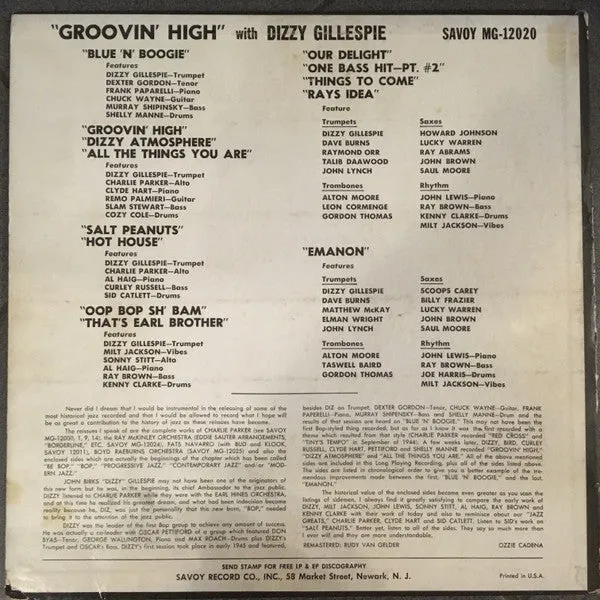 Dizzy Gillespie ~ Groovin' High