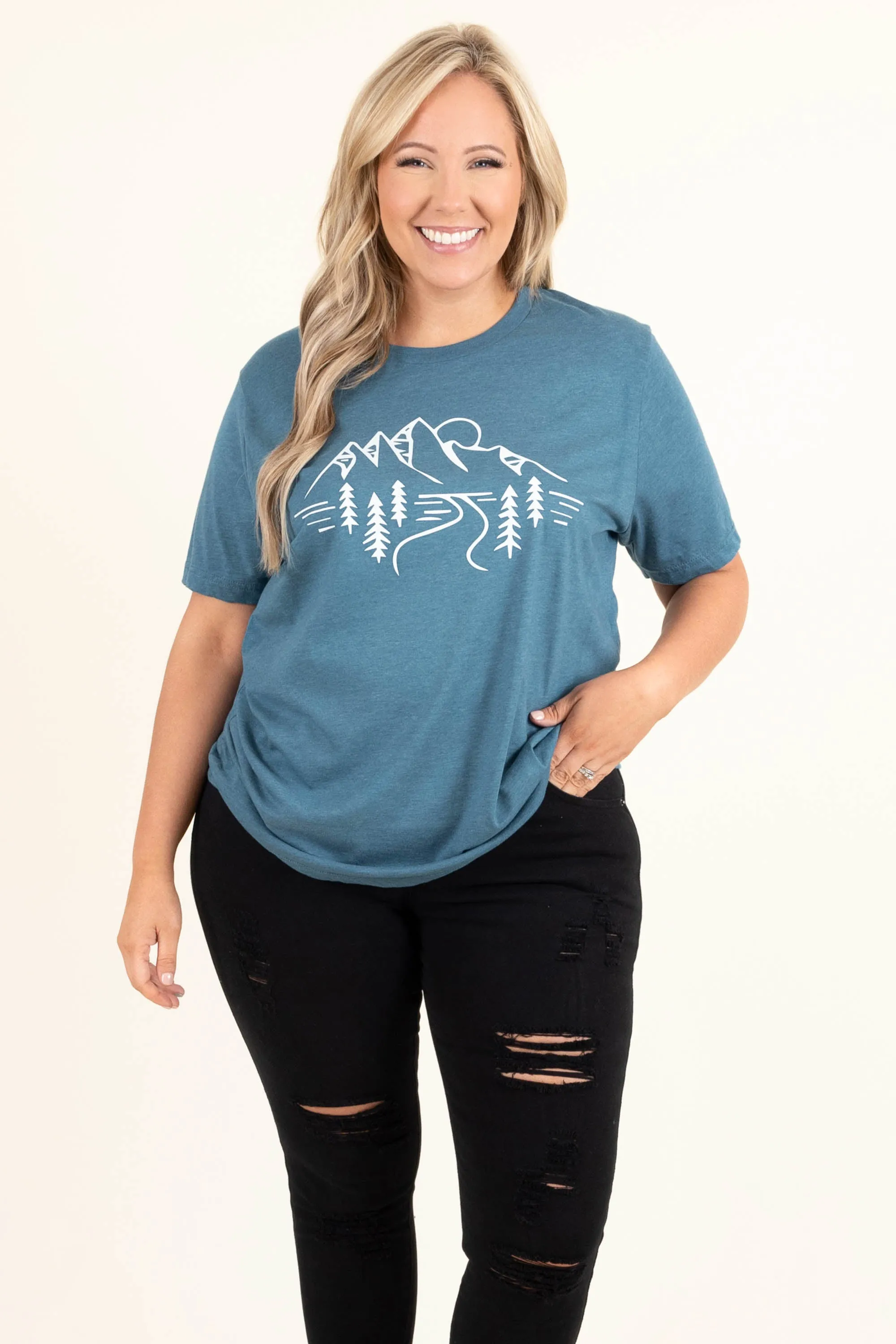 Exploring Nature Tee, Heather Deep Teal