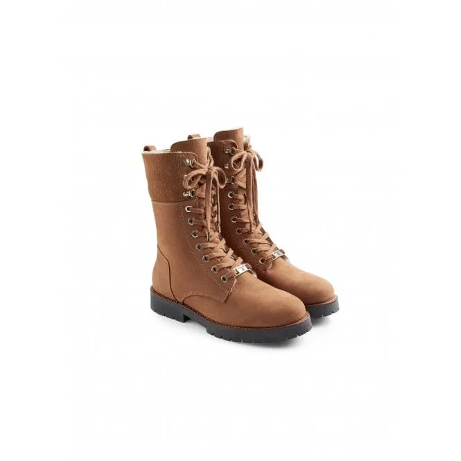 Fairfax & Favor Womens Anglesey Combat Boot in Cognac Nubuck