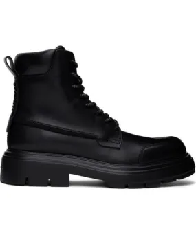 Ferragamo Black Maxi-Tongue Combat Boots