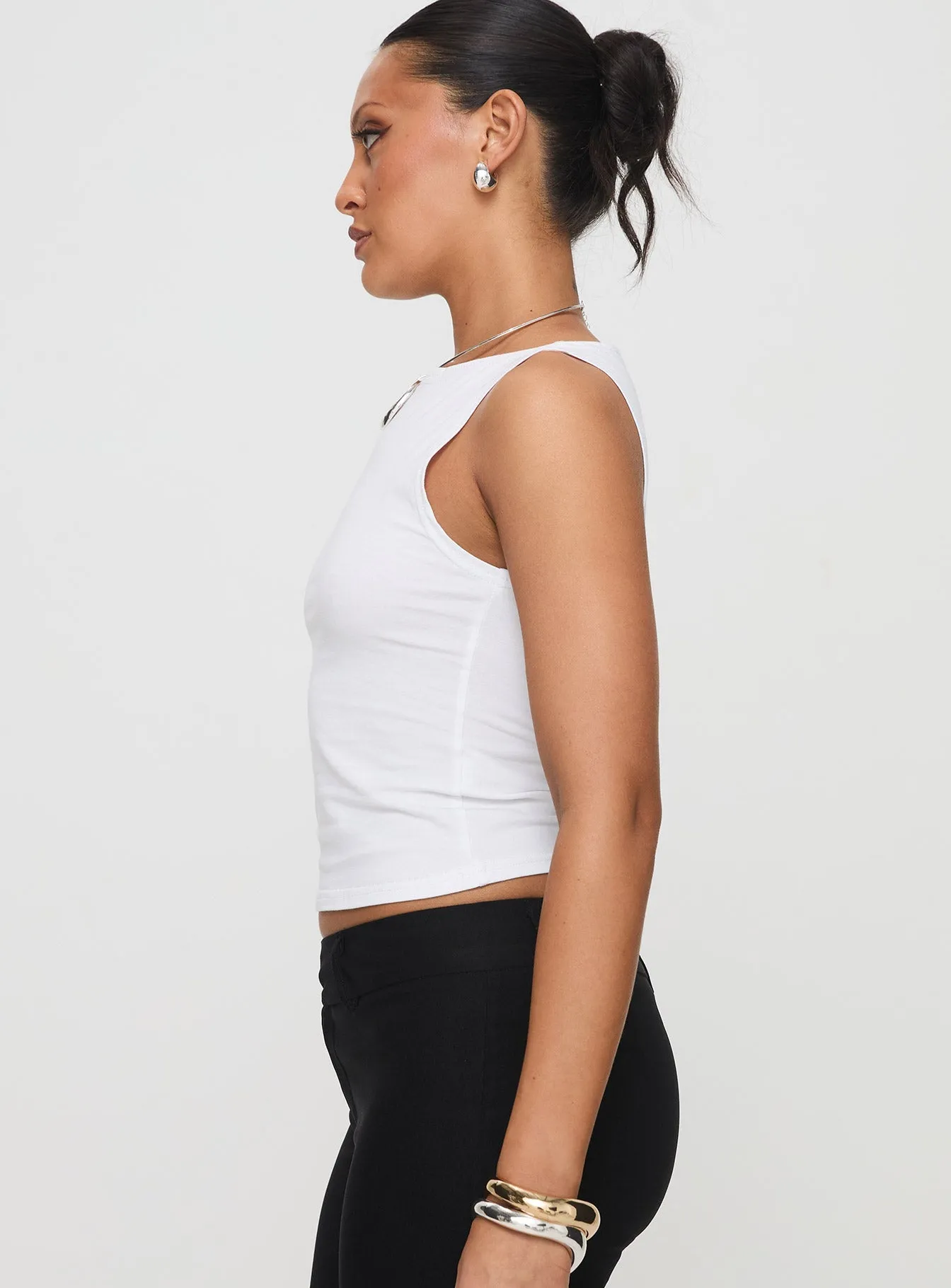 Fitzy High Neck Top White