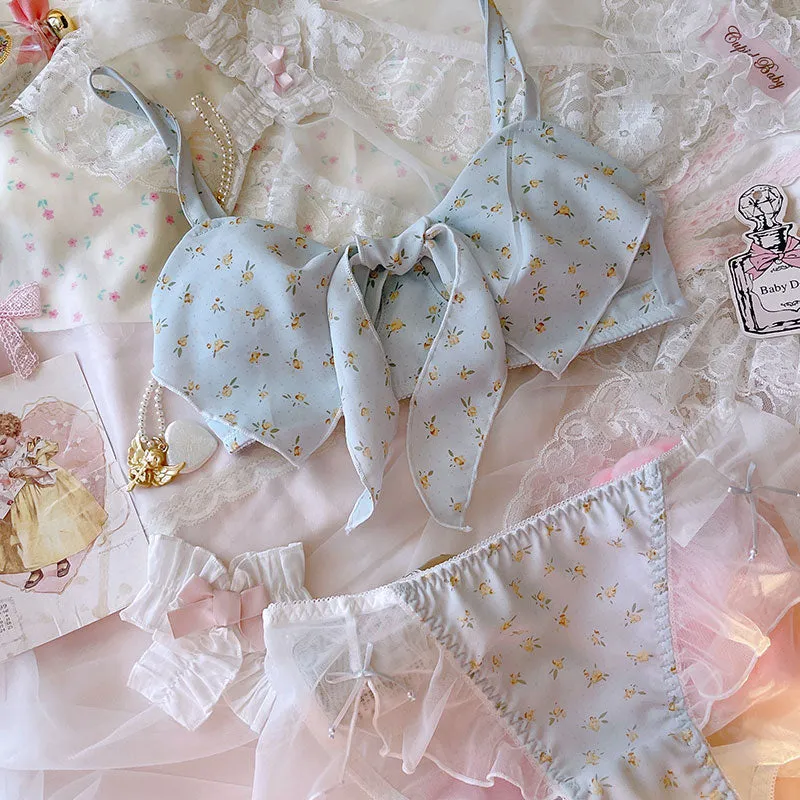 Floral Vintage Print Girly Princess Lingerie Set