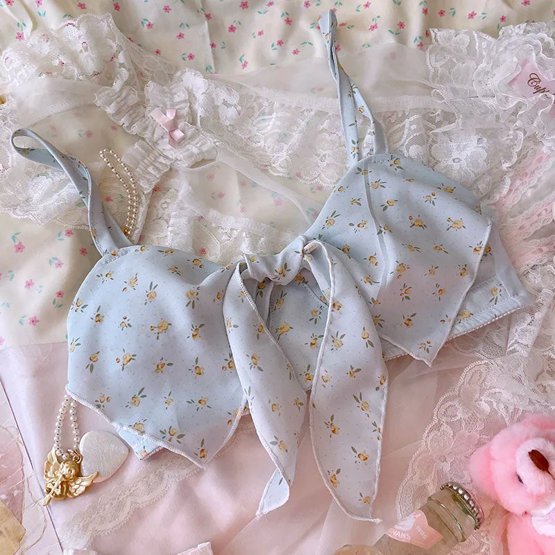 Floral Vintage Print Girly Princess Lingerie Set