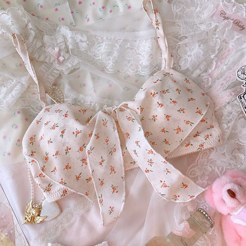 Floral Vintage Print Girly Princess Lingerie Set