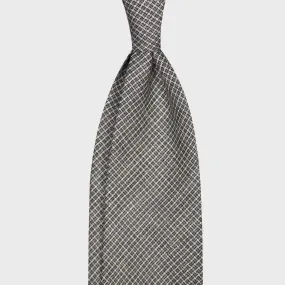 F.Marino Wool Tie 3 Folds Micro Textured Squares Stone Grey