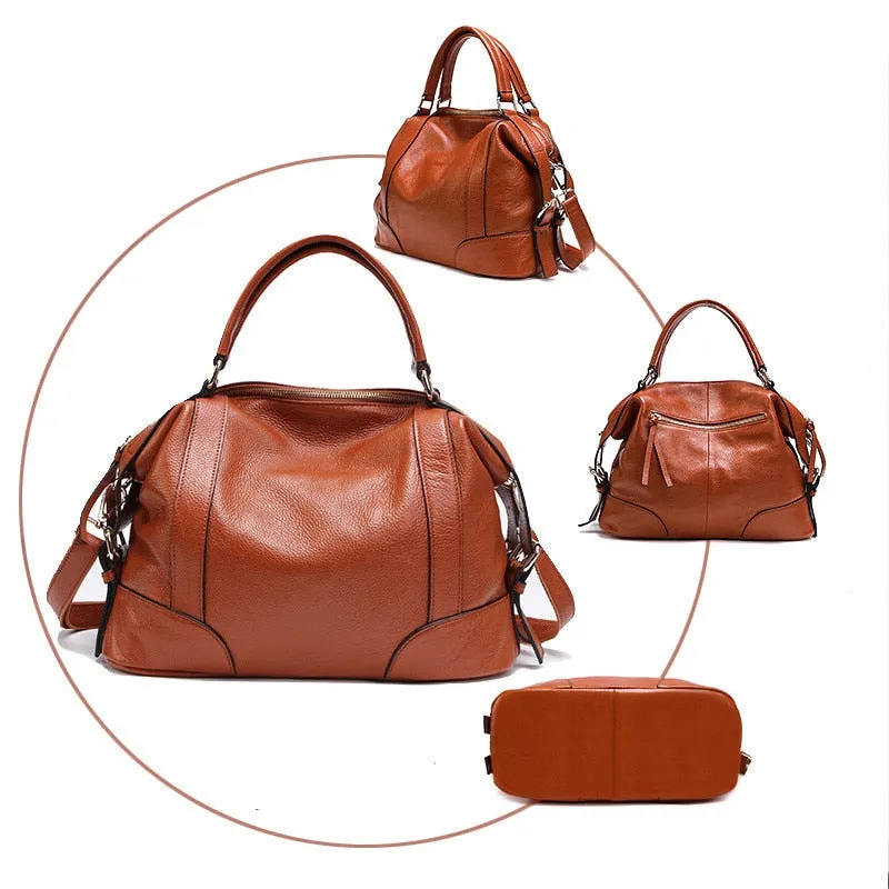 Genuine Leather Women Handbag Business Briefcase Head Layer Shoulder Messenger Bags Large Capacity