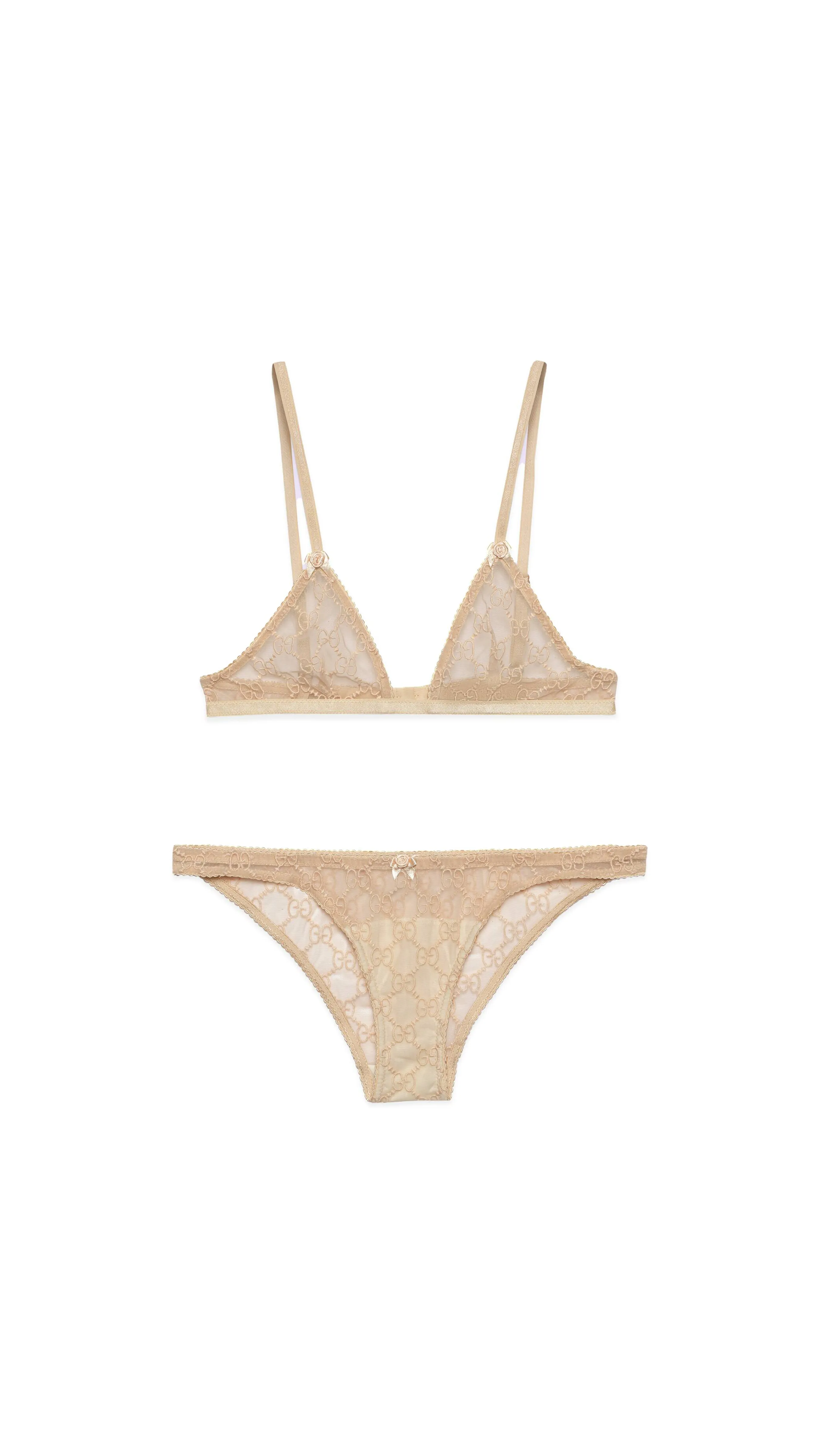 GG Tulle Lingerie Set - Beige