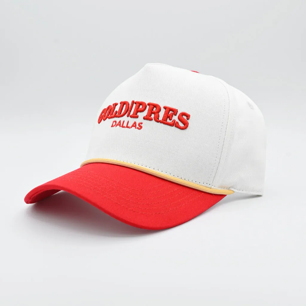 Gold Pres Dallas Classic Snapback White/Red