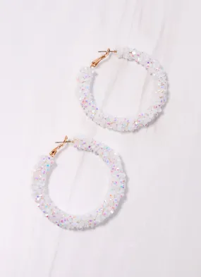 Granville Rhinestone Hoop Earring WHITE