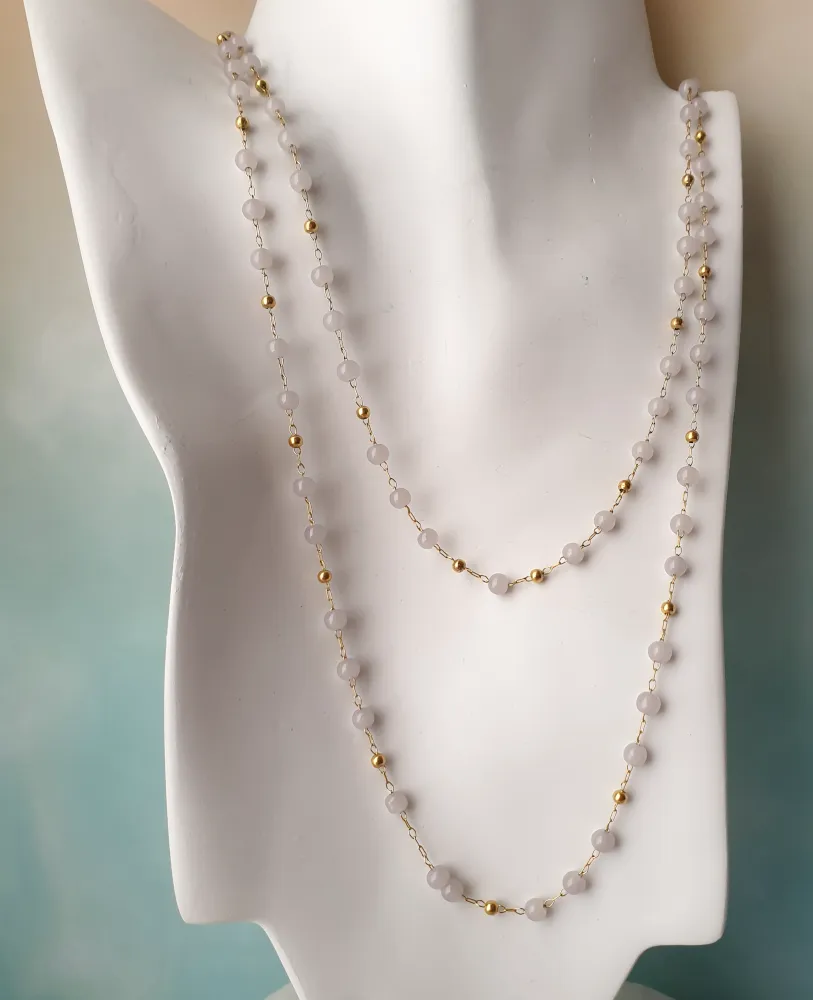 Grey Agate Double Strand Necklace