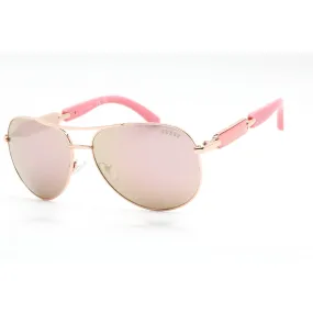 Guess GU7295 Sunglasses Shiny Rose Gold / Brown Mirror Women's