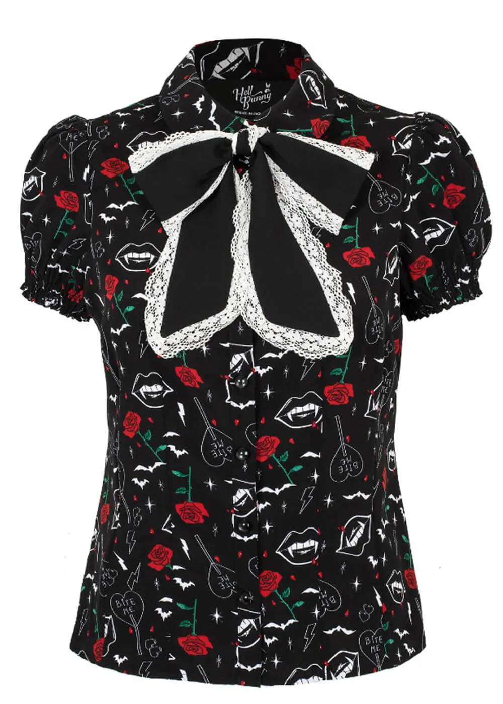 Hell Bunny Lilith Vampire 60's Blouse Black