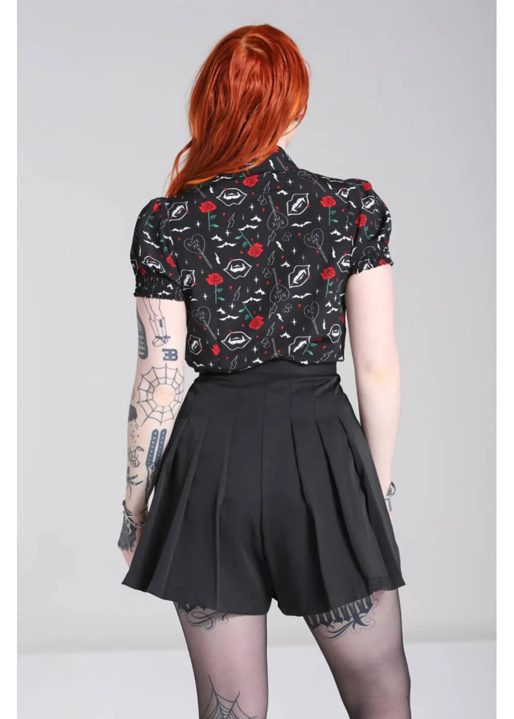 Hell Bunny Lilith Vampire 60's Blouse Black