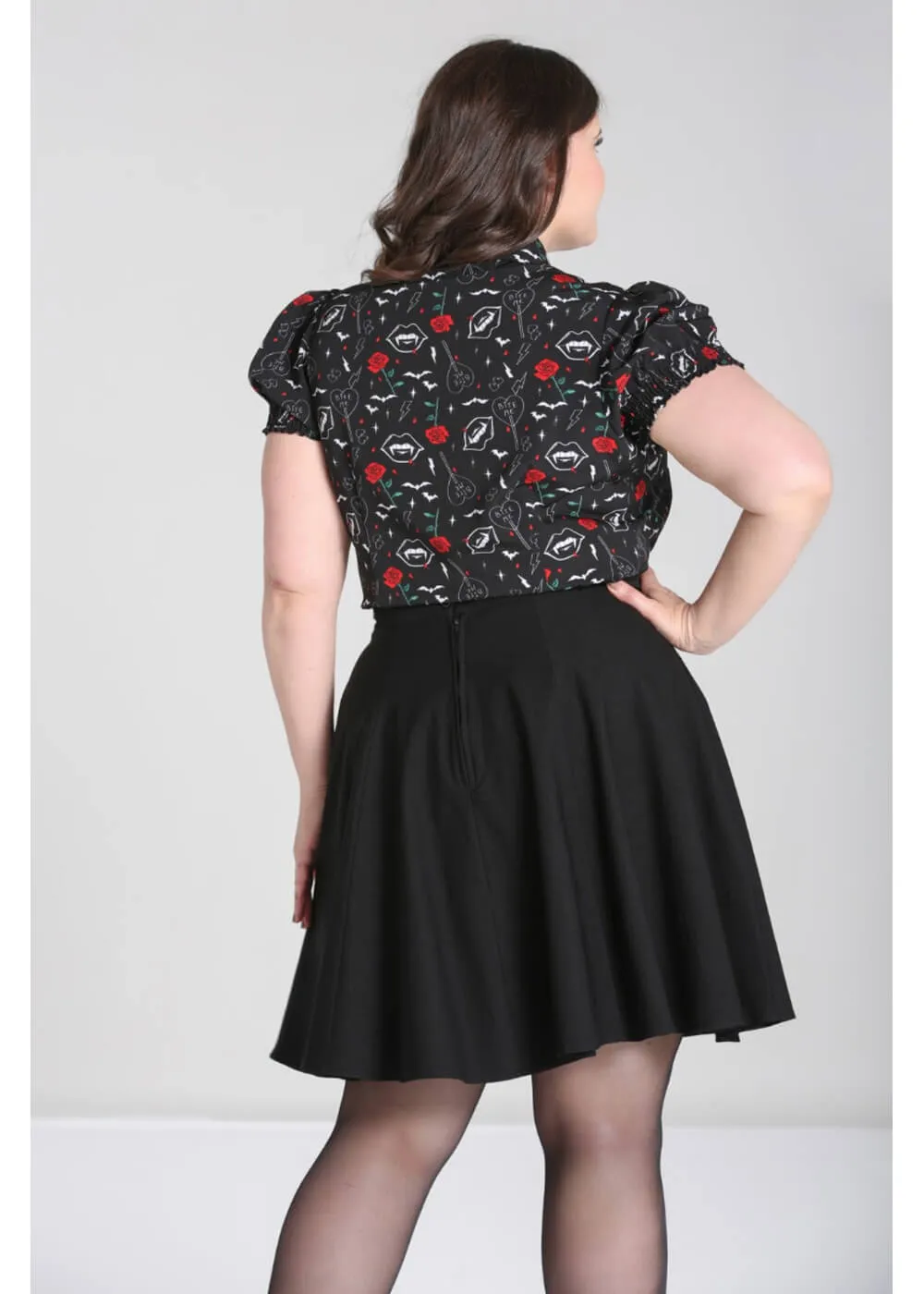 Hell Bunny Lilith Vampire 60's Blouse Black