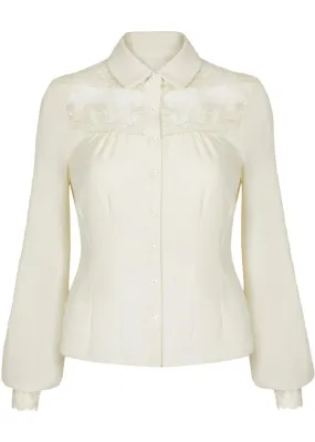 Hell Bunny Lucille 40's Blouse Ivory