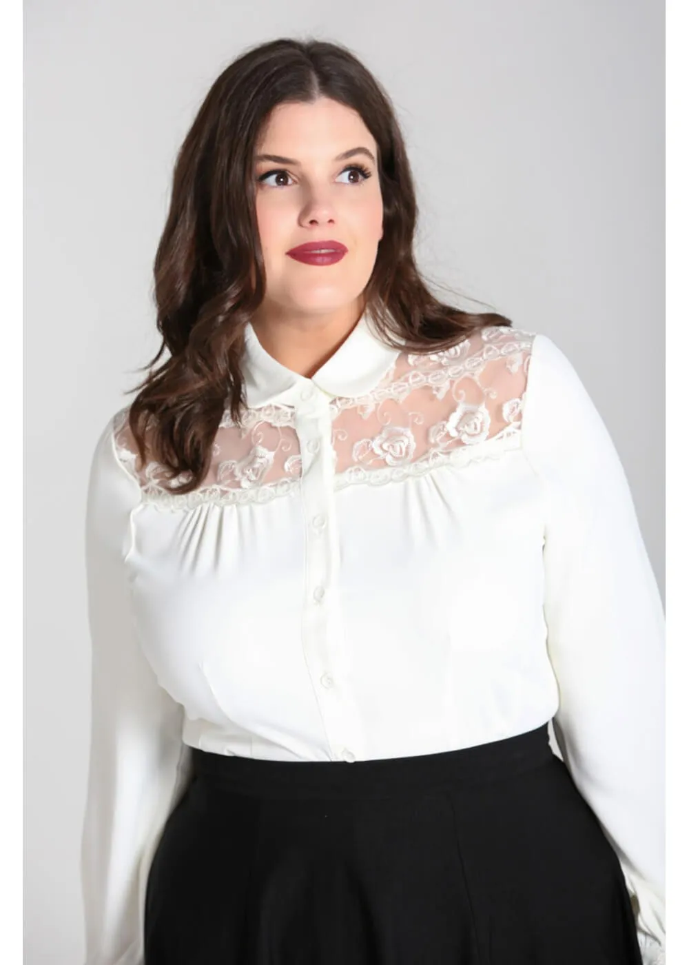 Hell Bunny Lucille 40's Blouse Ivory