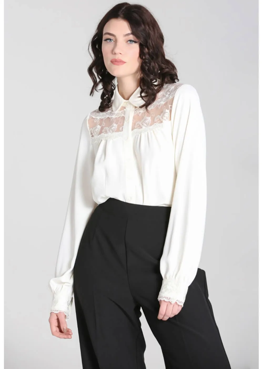 Hell Bunny Lucille 40's Blouse Ivory