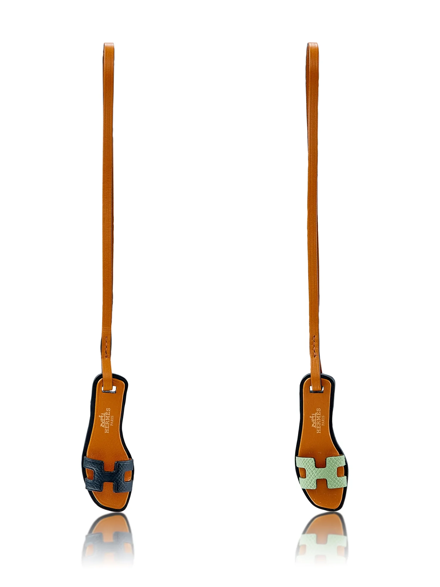 Hermès Black and Vert Criquet Epsom Oran Sandal Charms