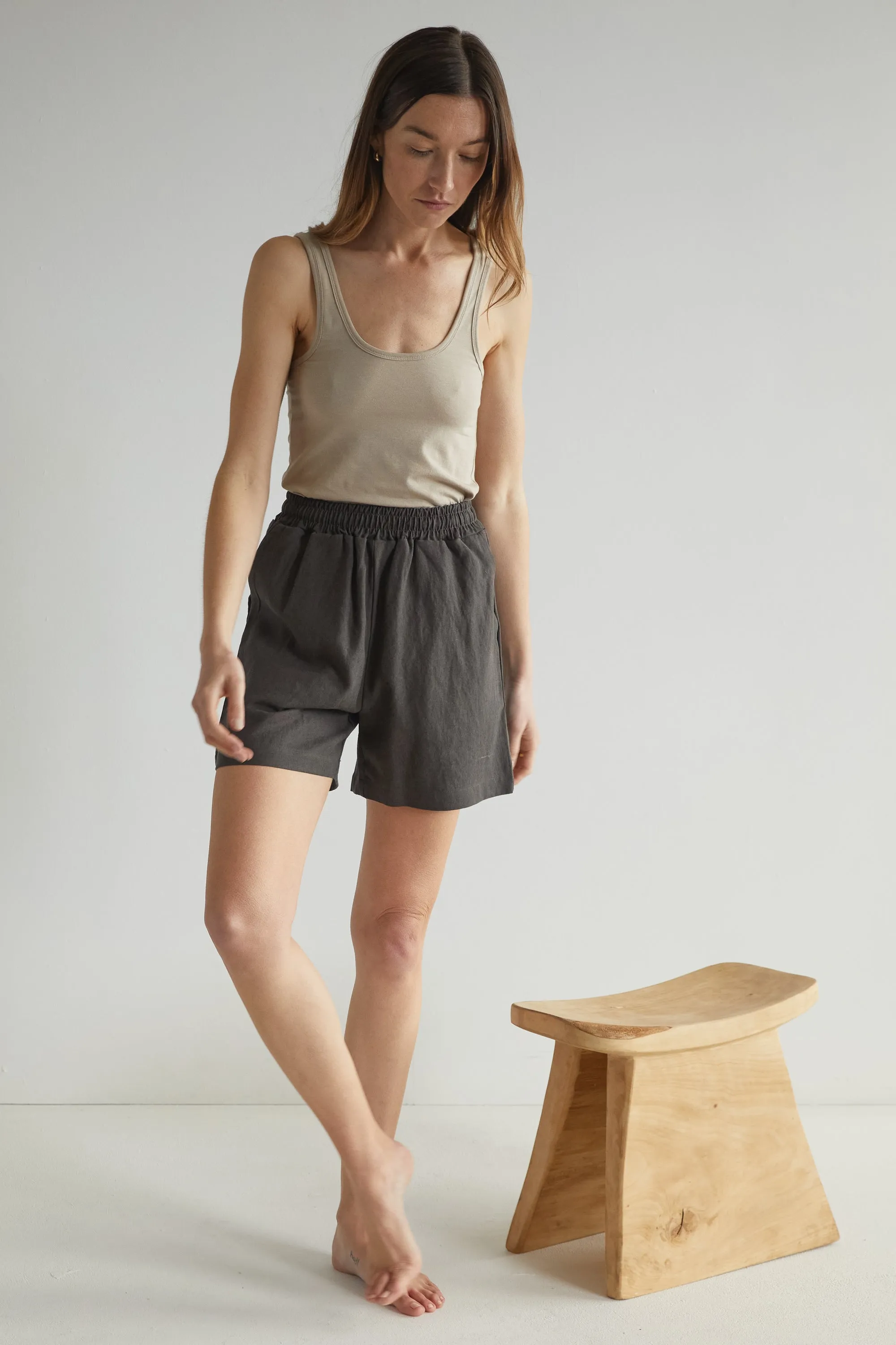 High Waisted Linen Shorts