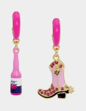 HOLA TO LOVE MISMATCH BOOT EARRINGS PINK