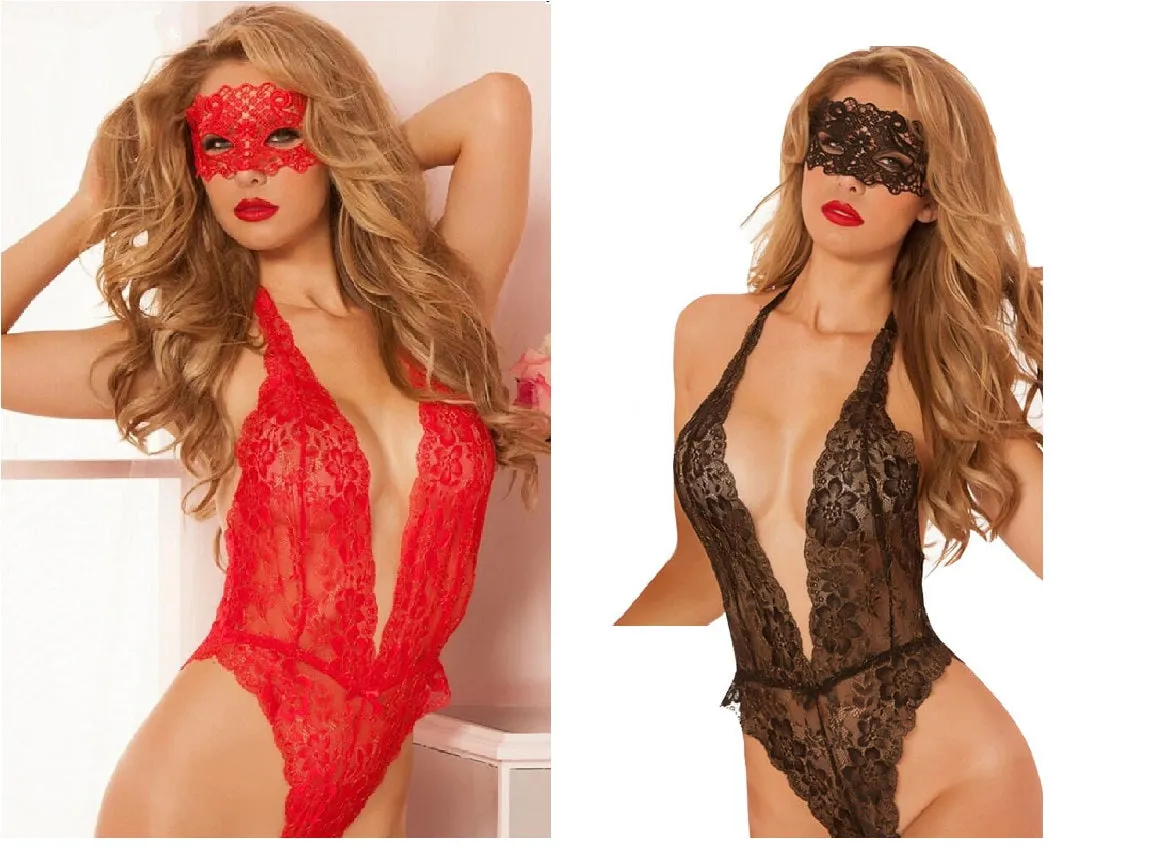 Hot Lace Deep_V Neck Free Size Teddy Erotic Underwear Sexy lingerie Costume For Valentine's Day