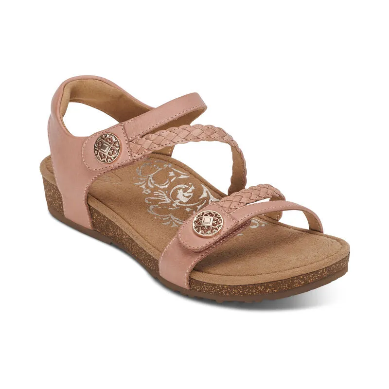  Jillian Braided Quarter Strap Sandal in Rose  