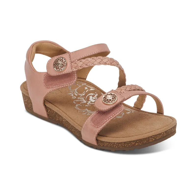  Jillian Braided Quarter Strap Sandal in Rose  