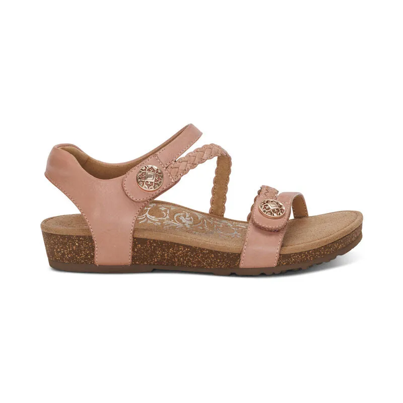  Jillian Braided Quarter Strap Sandal in Rose  