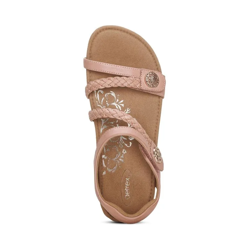  Jillian Braided Quarter Strap Sandal in Rose  