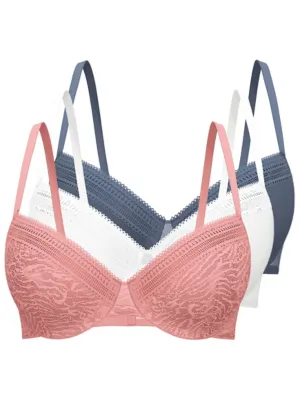 Lace Textured T-Shirt Bras 3 Pack | Lingerie | George at ASDA