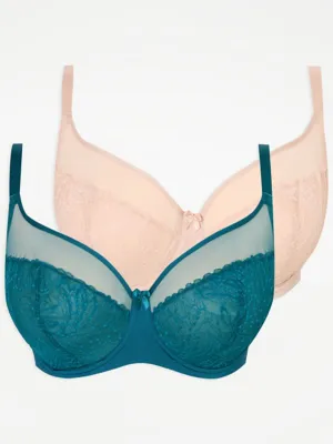 Leafy Lace Non-Padded Bras 2 Pack | Lingerie | George at ASDA