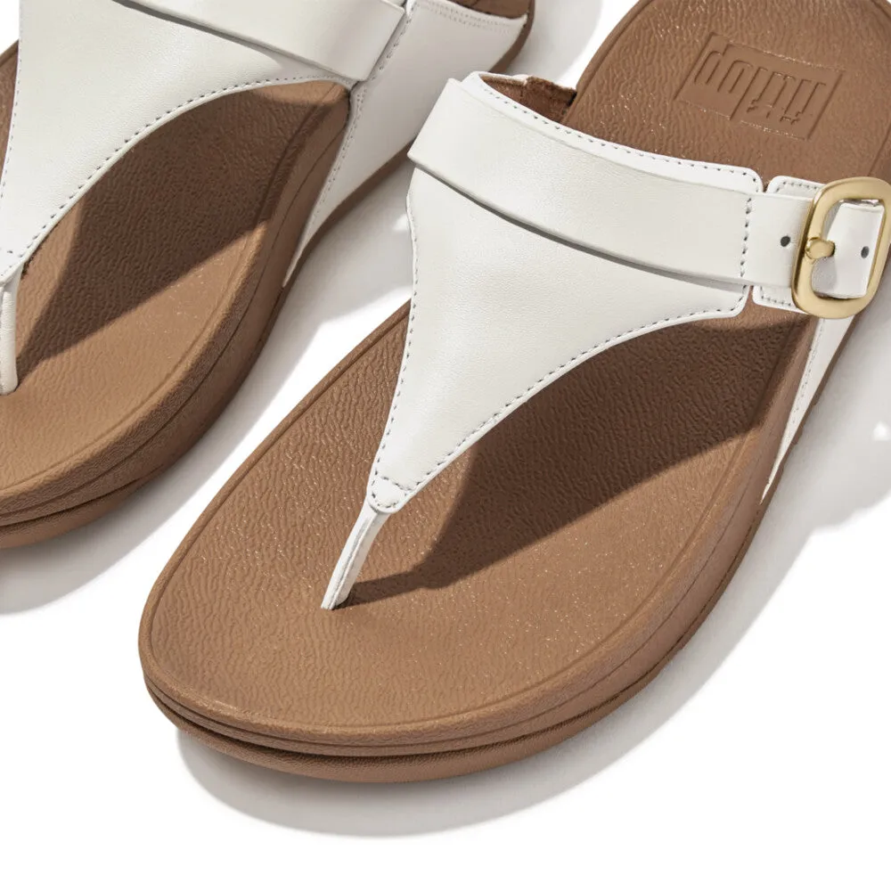  Lulu Toe Post Buckle Sandal in White Leather  