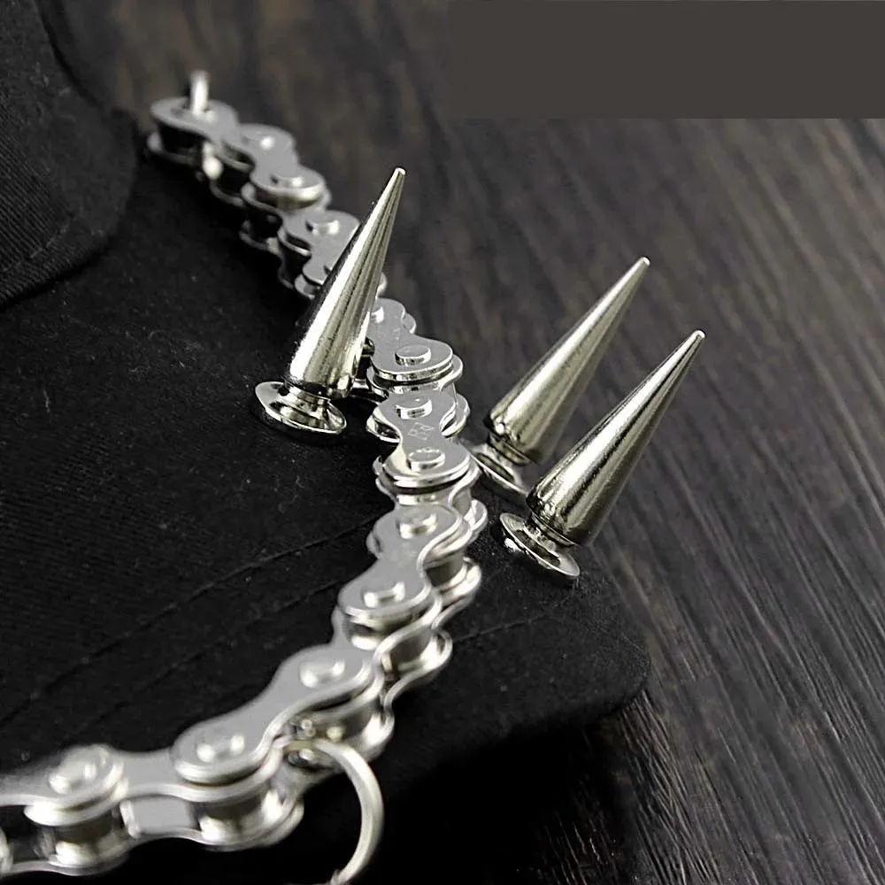 Men's Synthetic Leather Hip Hop Skull Spike Chain Motorcycle Baseball Hat