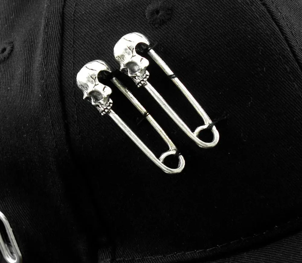 Men's Synthetic Leather Hip Hop Skull Spike Chain Motorcycle Baseball Hat