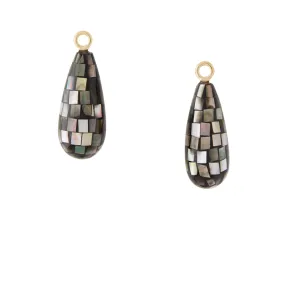 Mother of Pearl Dark Grey Mosaic Earring Drops