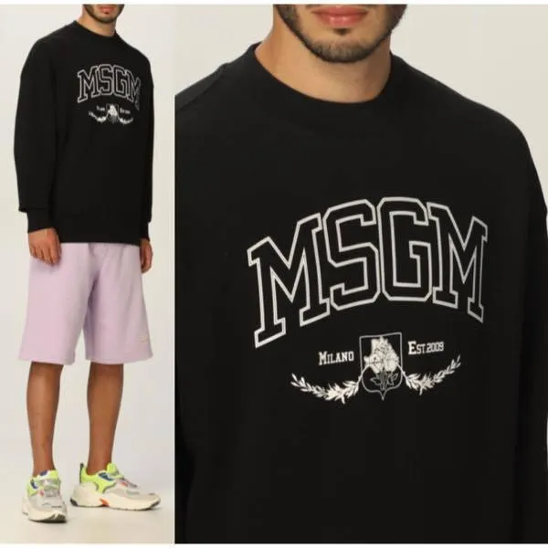 MSGM  |Unisex Street Style Cotton Logo Designers Sweatshirts