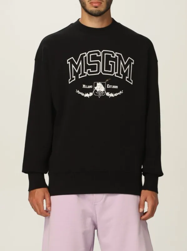 MSGM  |Unisex Street Style Cotton Logo Designers Sweatshirts