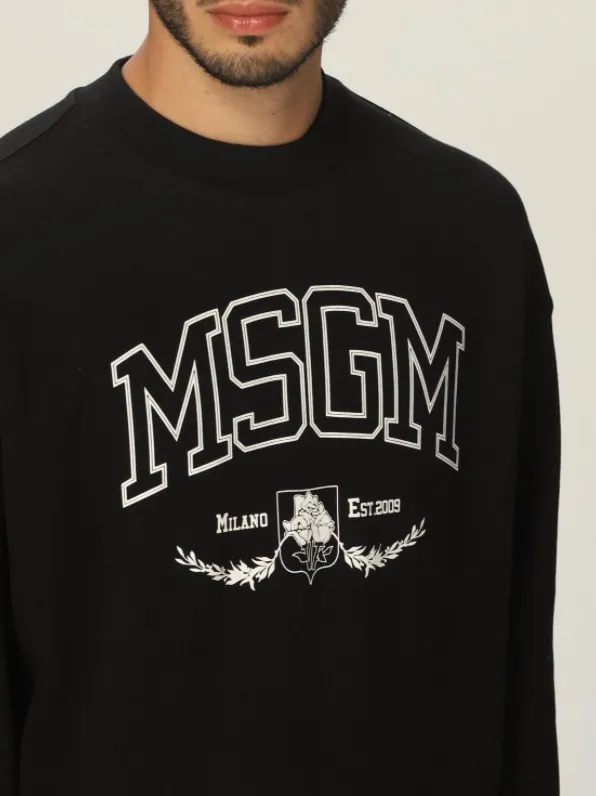 MSGM  |Unisex Street Style Cotton Logo Designers Sweatshirts