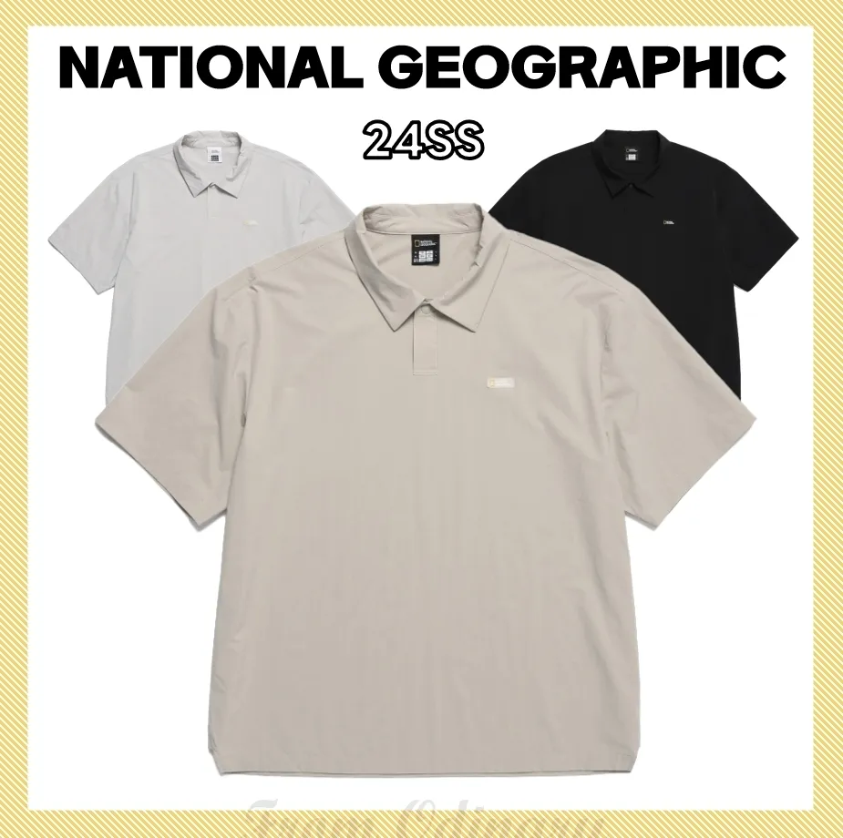 NATIONAL GEOGRAPHIC  |Unisex Street Style Logo Polos