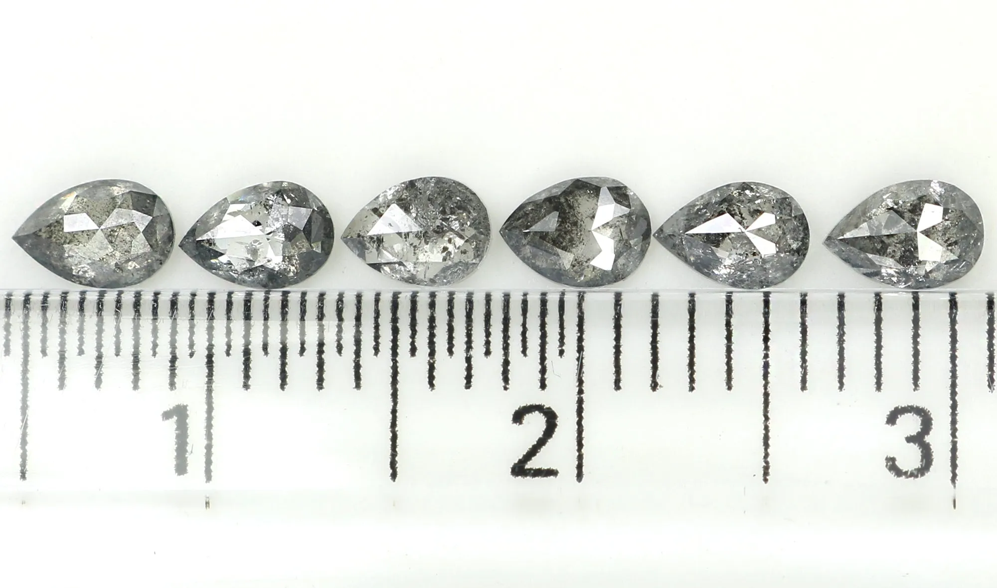 Natural Loose Pear Salt And Pepper Diamond Black Grey Color 1.01 CT 4.10 MM Pear Shape Rose Cut Diamond KDL1275