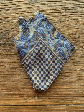 NAVY PAISLEY/CIRCLES POCKET SQUARE