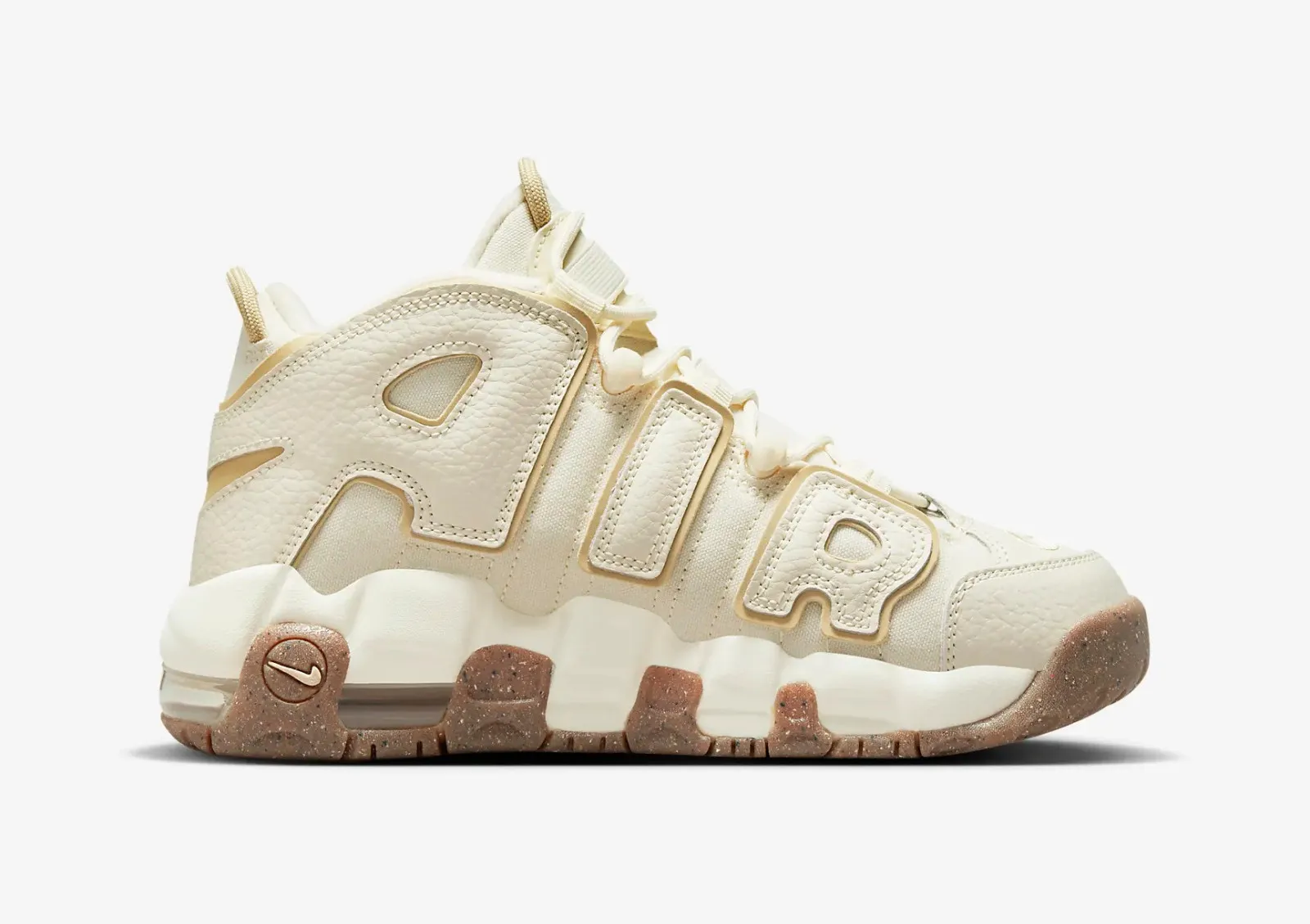 Nike Air More Uptempo GS Coconut Milk Team Gold Gum Dark Brown DX1939-100